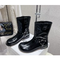 LOEWE patent Leather Campo Biker Boots in black 1028-2024