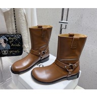 LOEWE Leather Campo Biker Boots in brown 1028-2024