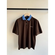 MIU MIU Cocoa/Pervinca Cotton piqué polo shirt 2025