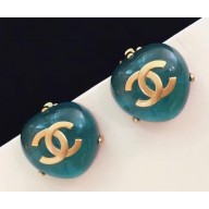 Chanel CC Glass Stud Clip-on Earrings Green 2018