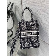 Dior mini Book Tote phone Bag in black and white Plan de Paris Embroidery 2023