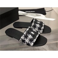 Chanel CC LOGO TWEED MULES black 2023