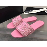 Chanel CC LOGO TWEED MULES pink 2023