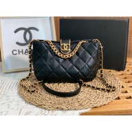 chanel Lambskin & Gold-Tone Metal black Hobo Handbag AS3476 2022
