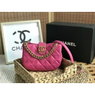 chanel fuchsia Lambskin & Gold-Tone Small Hobo Bag AS3475 2022