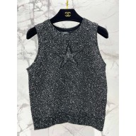 CHANEL BLACK STAR printed VEST 2023