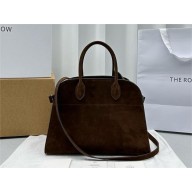 THE ROW MARGAUX 12 BAG IN suede LEATHER chocolate 2024