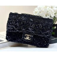 CHANEL Black & Blue Sequins & Gold-Tone Metal FLAP BAG AS4561 2024