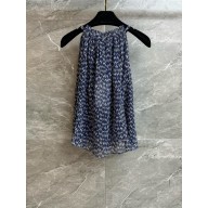 CHANEL blue CC Printed Cotton top 2025