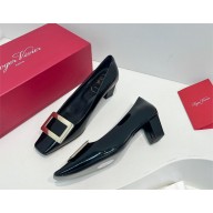 Roger Vivier Belle Vivier Metal Buckle Pumps in Patent Leather BLACK 2023