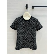 chanel Black & White Glittered Cotton Tee-Shirt P78741 2024