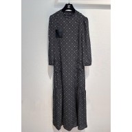 chanel BLACK/WHITE Printed Crepe de Chine DRESS P78210 2024