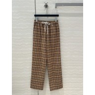 CELINE NAVY/BEIGE/CRAIE  pajama pants in checked silk 2024