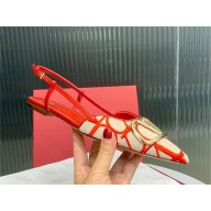 Valentino VLOGO SIGNATURE SLINGBACK FLAT IN TOILE ICONOGRAPHE beige/red 2023