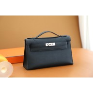 Hermès mini Kelly Pochette in swift leather noir (full handmade)