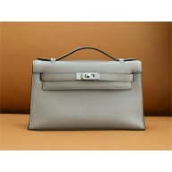 Hermès mini Kelly Pochette in swift leather gris asphalte (full handmade)