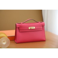 Hermès mini Kelly Pochette in epsom leather rose extreme (full handmade)