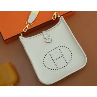Hermes III TPM Evelyne Bag In Original Togo Leather with silver Hardware craie(Full Handmade)