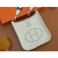 Hermes III TPM Evelyne Bag In Original Togo Leather with Gold Hardware craie(Full Handmade)