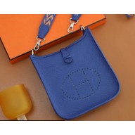 Hermes III TPM Evelyne Bag In Original Togo Leather with Gold/Silver Hardware bleu zellige(Full Handmade)