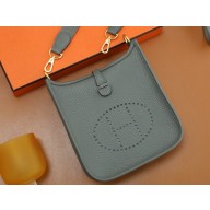 Hermes III TPM Evelyne Bag In Original Togo Leather with Gold/Silver Hardware gris etain(Full Handmade)