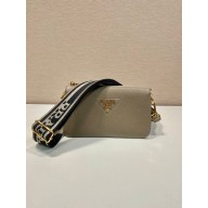 PRADA Leather shoulder bag 1bh194 gray 2023