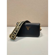 PRADA Leather shoulder bag 1bh194 black 2023