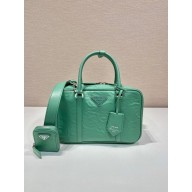 PRADA Medium antique nappa leather top handle bag 1BB092 green 2023