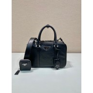 PRADA Medium antique nappa leather top handle bag 1BB092 black 2023