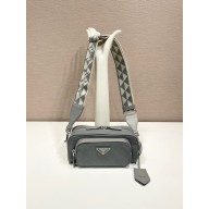 PRADA Nappa antique leather multi-pocket shoulder bag 1BH198 gray 2023