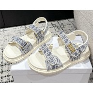Dior Chambray Blue Jacquard with Ecru Dior Oblique Raffia Dioract Sandal 2025