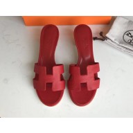  Hermes Heel 5cm Oasis Slipper Sandals in epsom Leather red