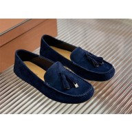 Loro Piana Dot Sole Loafers in Suede Goatskin navy blue 2022