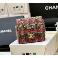 chanel Tweed & Gold-Tone Metal Multicolor mini flap bag AS3648(ORIGINAL QUALITY)