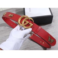 Gucci GG Buckle Calfskin Belt with Charms 38mm Width Red  