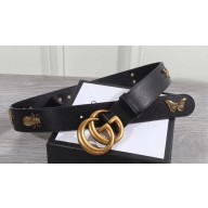 Gucci GG Buckle Calfskin Belt with Charms 38mm Width Black