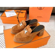Hermes Flore 60 mule in suede calfskin tan 2023