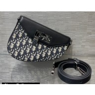 Dior Oblique Jacquard and Black Smooth Calfskin Mini Saddle Bag 2022