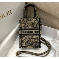 Dior Mini Book Tote Phone Bag in Brown Toile de Jouy Embroidery 2022
