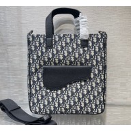Dior Oblique Jacquard Saddle Tote Bag with Shoulder Strap 2022