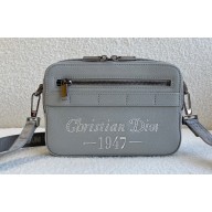Dior Gray Grained Calfskin with 'Christian Dior 1947' Signature Safari Messenger Bag 2022