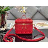 Dior Small Diortravel Vanity Case Bag in Cannage Lambskin red 2023