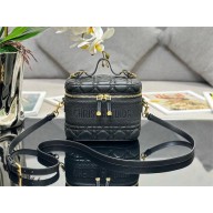 Dior Small Diortravel Vanity Case Bag in Cannage Lambskin Black 2023