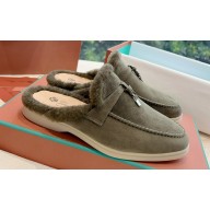 Loro Piana Charms Walk Babouche Suede slipper Fur Women/Men Loafers 03