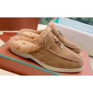 Loro Piana Charms Walk Babouche Suede slipper Fur Women/Men Loafers 04