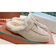 Loro Piana Charms Walk Babouche Suede slipper Fur Women/Men Loafers 05