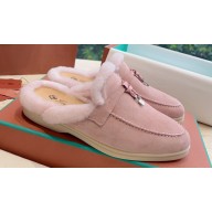 Loro Piana Charms Walk Babouche Suede slipper Fur Women/Men Loafers 06