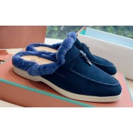 Loro Piana Charms Walk Babouche Suede slipper Fur Women/Men Loafers 10