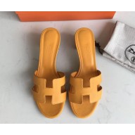  Hermes Heel 5cm Oasis Slipper Sandals in epsom Leather yellow
