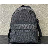 Valentino Toile Iconographe Backpack Bag With Leather Detailing 5600 Gray/Black 2023